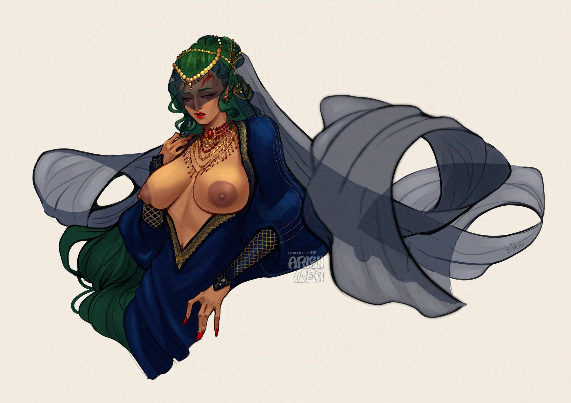 Amedha, a character from Fire Emblem Path of Radiance and Radiant Dawn video games. Depicted in a Minoan-inspired outfit. A commissioned piece.