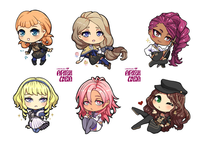 Fire Emblem Three Houses Annette Mercedes Constance Hapi Petra Dorothea chibi anime video game girls