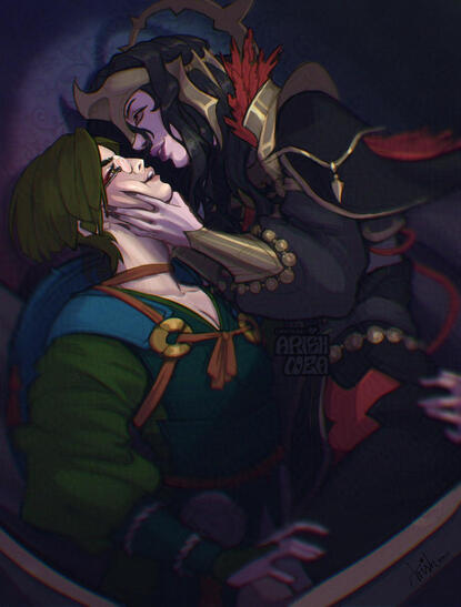 Half body. Two characters. Rendered,