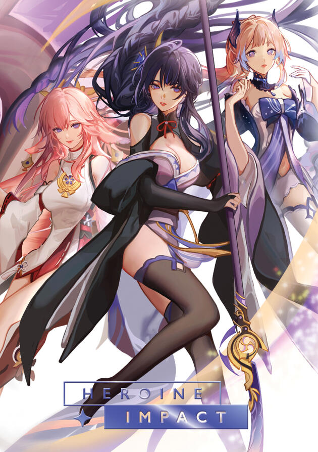 Heroine Impact Vol 2 fanthology book cover with artwork by nevercrymoon Heroine Impact Vol 2 fanthology fanzine zine book cover with artwork by nevercrymoon